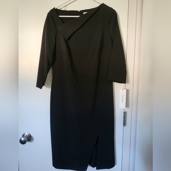 NWT Calvin Klein Black Dress w/ 3/4 sleeves - Picture 5 of 6